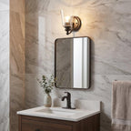 One Light Antique Bronze Glass Shade Wall Sconce