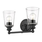 8" Black And Clear Metal Vanity Flush Mounted Sconce