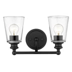 8" Black And Clear Metal Vanity Flush Mounted Sconce