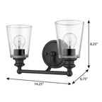 8" Black And Clear Metal Vanity Flush Mounted Sconce