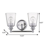 8" Silver And Clear Metal Vanity Flush Mounted Sconce