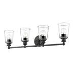 8" Black And Clear Metal and Glass Vanity Flush Mounted Sconce