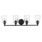 8" Black And Clear Metal and Glass Vanity Flush Mounted Sconce