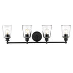 8" Black And Clear Metal and Glass Vanity Flush Mounted Sconce