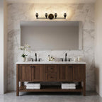 8" Black And Clear Metal and Glass Vanity Flush Mounted Sconce