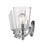 8" Silver And Clear Metal and Glass Vanity Flush Mounted Sconce