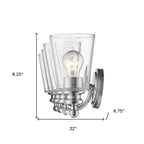 8" Silver And Clear Metal and Glass Vanity Flush Mounted Sconce