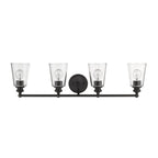 8" Black And Clear Metal and Glass Vanity Flush Mounted Sconce