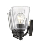 8" Black And Clear Metal and Glass Vanity Flush Mounted Sconce