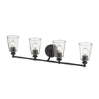 8" Black And Clear Metal and Glass Vanity Flush Mounted Sconce