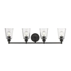 8" Black And Clear Metal and Glass Vanity Flush Mounted Sconce