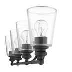 8" Black And Clear Metal and Glass Vanity Flush Mounted Sconce