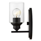 One Light Matte Black Wall Light with Clear Glass Shade