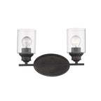 10" Black And Clear Metal and Glass Vanity Flush Mounted Sconce