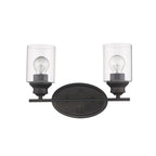 10" Black And Clear Metal and Glass Vanity Flush Mounted Sconce