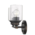 10" Black And Clear Metal and Glass Vanity Flush Mounted Sconce