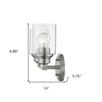 10" Silver And Clear Metal and Glass Vanity Flush Mounted Sconce