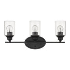 10" Black And Clear Metal and Glass Vanity Flush Mounted Sconce