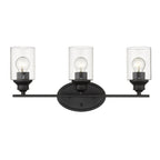 10" Black And Clear Metal and Glass Vanity Flush Mounted Sconce