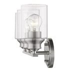10" Clear And Silver Metal and Glass Vanity Flush Mounted Sconce