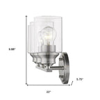 10" Clear And Silver Metal and Glass Vanity Flush Mounted Sconce