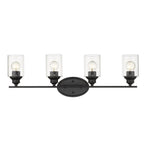 10" Black And Clear Metal Vanity Flush Mounted Sconce