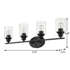 10" Black And Clear Metal Vanity Flush Mounted Sconce