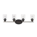 10" Black And Clear Metal and Glass Vanity Flush Mounted Sconce