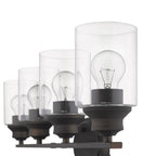 10" Black And Clear Metal and Glass Vanity Flush Mounted Sconce