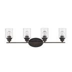 10" Black And Clear Metal and Glass Vanity Flush Mounted Sconce