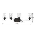 10" Black And Clear Metal and Glass Vanity Flush Mounted Sconce
