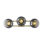 9" Smoky Black And Brass Metal Vanity Flush Mounted Sconce