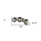 9" Smoky Black And Brass Metal Vanity Flush Mounted Sconce