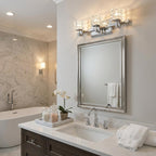 6" Silver And Clear Metal Vanity Flush Mounted Sconce