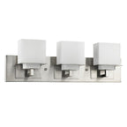 22" Silver And White Metal and Glass Three Lights Flush Mounted Sconce