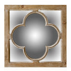 10" Natural Brown With Whitewash Square Wall Mounted Accent Mirror