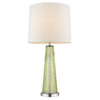 29" Green Glass Buffet Lamp With Off White Empire Shade