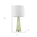 29" Green Glass Buffet Lamp With Off White Empire Shade