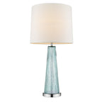 29" Aqua Glass Buffet Lamp With Off White Empire Shade