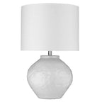 26" White Ceramic Table Lamp With White Drum Shade