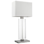 31" Silver Metal and Acrylic Buffet Lamp With White Shade