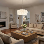 Selene 6-Light Polished Chrome Pendant With Overlapping Frosted White Glass Discs Shade