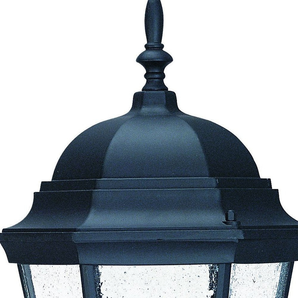 Black And Clear Seeded Dimmable Outdoor Hanging Light With Black And Clear Shades