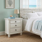 28" White Wood Three Drawer Nightstand