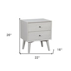 26" Solid Wood and Wood Two Drawer Nightstand