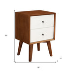 26" Solid Wood and Wood Two Drawer Nightstand