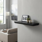 24" Black Wood Wall Mounted Floating Shelf