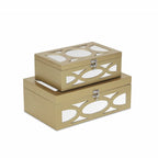 Set of Two Gold Wood Desk Organizer