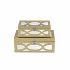Set of Two Gold Wood Desk Organizer