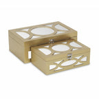 Set of Two Gold Wood Desk Organizer